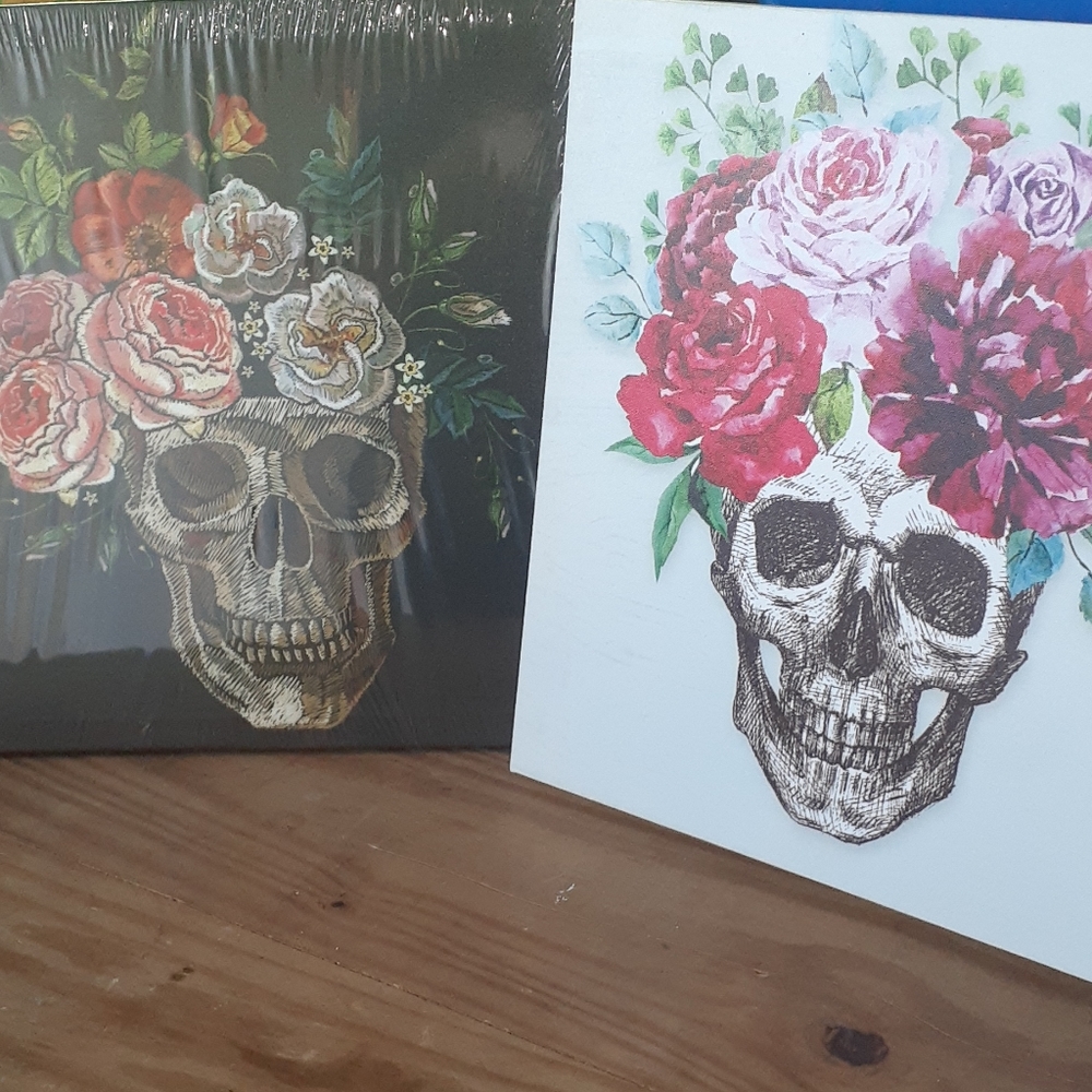 Set of two Skull Wall Art 12" X 12"